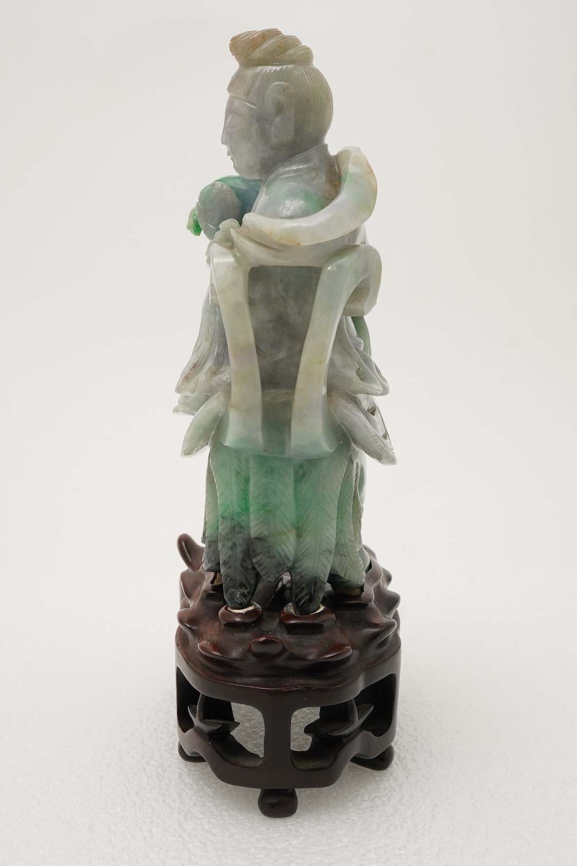 A Chinese jadeite figure of Xi Wangmu riding on a phoenix, late 19th/early 20th century
